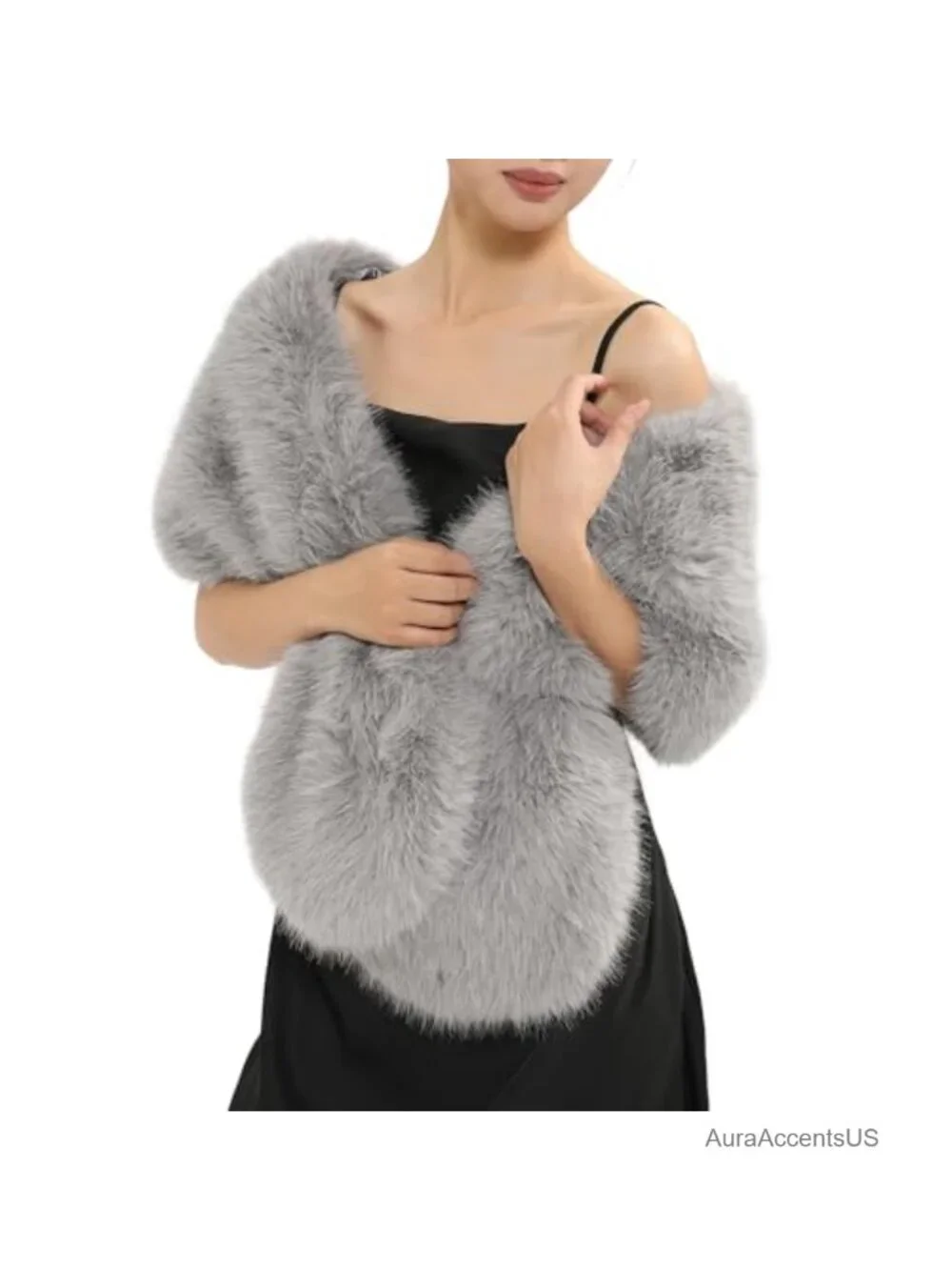 Faux Fur Scarf Shrug for Women Winter Coat Dress Wrap